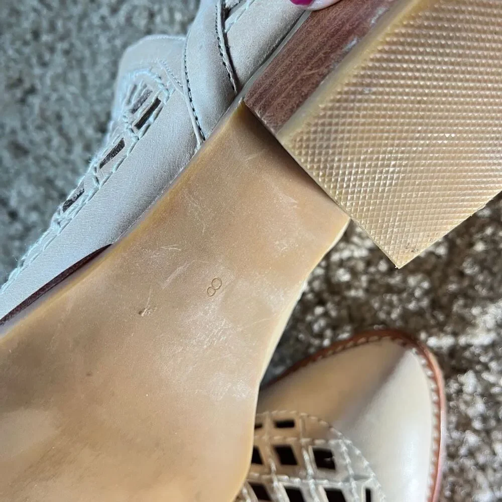 Jeffrey Campbell Taggart Open-Weave Leather Ankle Booties Beige Size 8